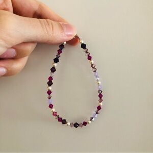 Handmade Swarovski Crystal Pearl Bracelet Pink & Purple Bracelet Valentines Gift